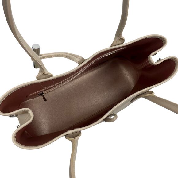 Longchamp Roseau Toggle Leather Tote Shoulder Bag Paper Beige - Picture 14 of 15